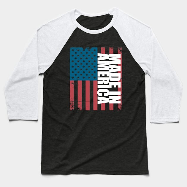 America - Made In America Baseball T-Shirt by Kudostees